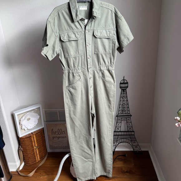 NWT Free People Marci Coverall Utility Jumpsuit Washed Army Sz S - Picture 6 of 8